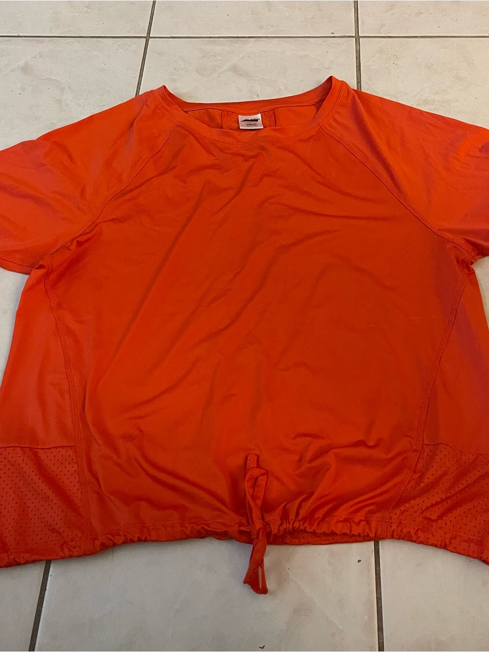 Avia Orange Short-Sleeve Active Tie-Hem Top